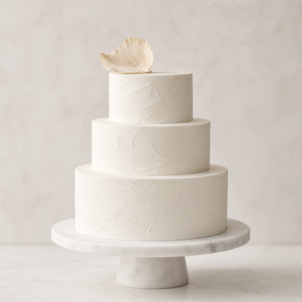 Minimal white celebration cake