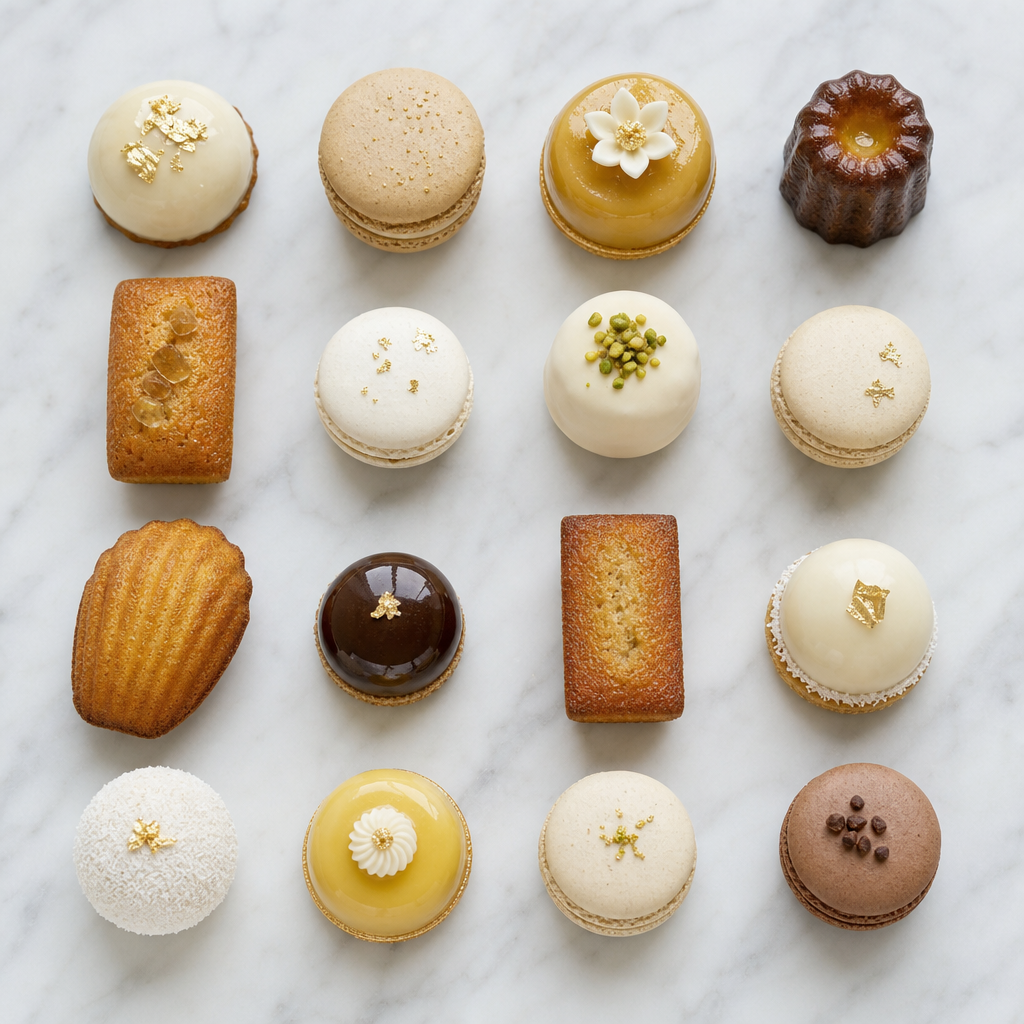 Assorted petits fours in a box