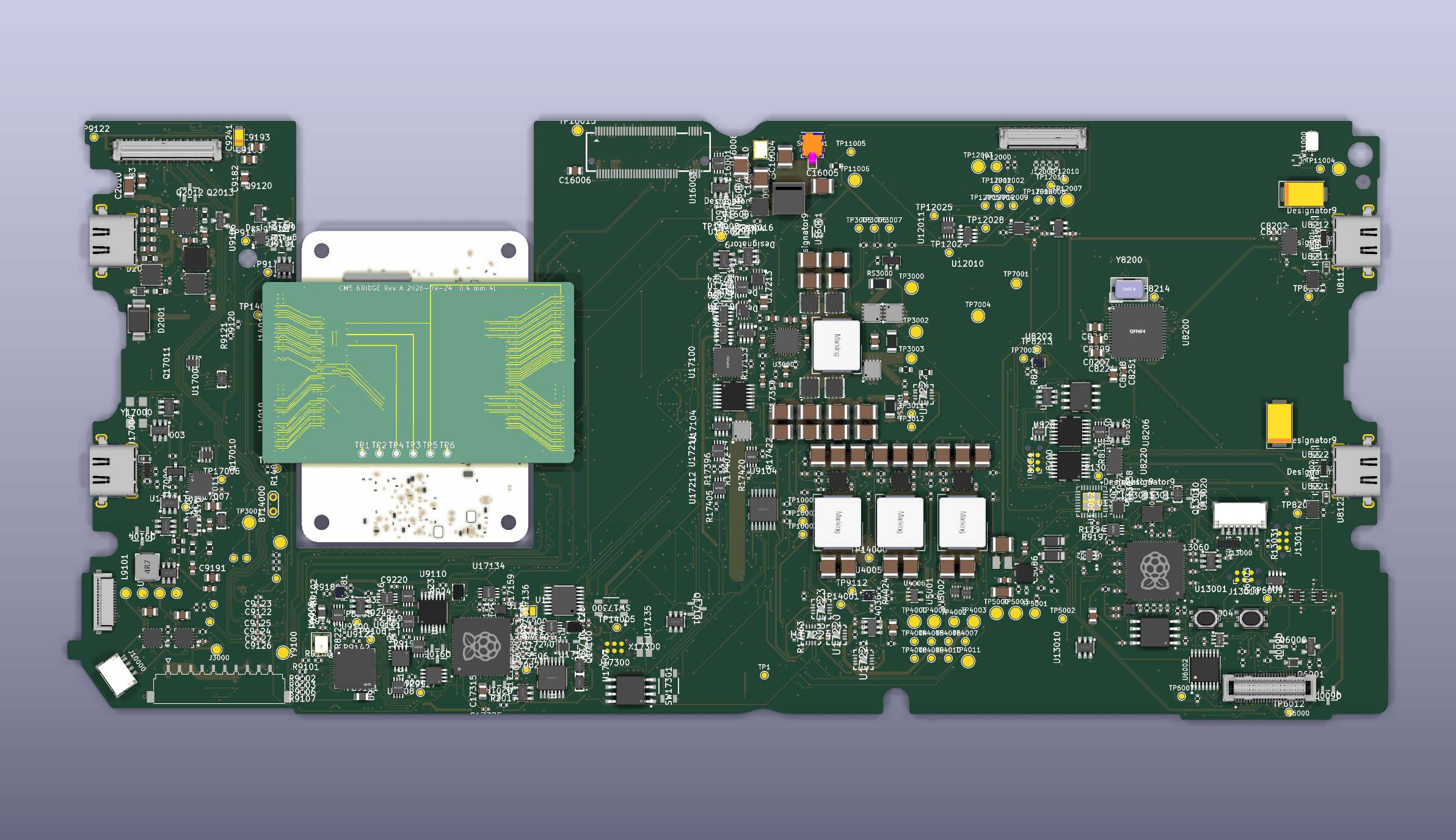 Top-down render of the full FreeWork motherboard